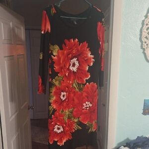 Floral Black and Red Dress